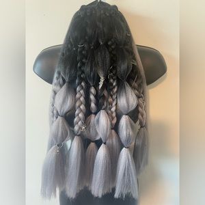 Black/Grey Resuable Rave Braids - Tie Ins - Gothic - EDM - Music Festival - EDC